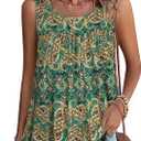 CHICGAL Womens Summer Tank Tops Sleeveless T Shirt Casual Loose Fit Tunic Blouses, X-Large, Green Paisley