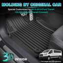 T TGBROS Floor Mats Custom Fit for 2015-2021 Ford Transit 150/250/350/350HD (No Transit Connect) Front Row All Weather TPE Floor Liners Non-Slip Black 1PCS