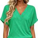 T Shirts Short Sleeve V-Neck Tees Womens Tops Beach Vacation Fashion Clothes 2026 Casual Summer Spring Fall Outfits, XL