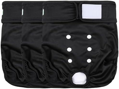 wegreeco Washable Female Dog Diapers Highly Absorbent Reusable Diapers for Dog in Heat Dog Period Diapers, 3 Pack (Black,Large) wegreeco Washable Female Dog Diapers Highly Absorbent Reusable Diapers for Dog in Heat Dog Period Diapers, 3 Pack (Black,Large)