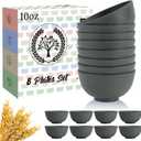 Homienly Wheat Straw Small Bowls, Dessert Bowls for Kitchen, Camping, Party, Unbreakable Mini Bowl Set of 8, 10 OZ Microwave and Dishwasher Safe Appetizer Bowl,Yogurt Bowls Set (Dark Grey)