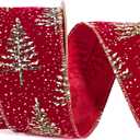 LaRibbons Red Christmas Ribbon Wired, 2.5 Inch x 10 Yard Snowy Red Christmas Tree Ribbon for Gift Wrapping, Christmas Tree Decoration, Crafts Wreath