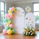 White Arch Covers Set of 2 7.2FT, 6FT Arch Backdrop Cover Spandex Stretchy Wedding Arch Backdrop Stand Cover for Birthday Baby Shower Banquet Party Background Decor Double Sided (White,7.2FT and 6FT)