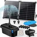 POPOSOAP 55W Solar Fountain Pump with Pond Filter Box, Solar Pond Pump 580GPH Adjustable Flow, Pond Filters for Outdoor Ponds Fish Tank Pool Waterfall Koi Pond Water Features
