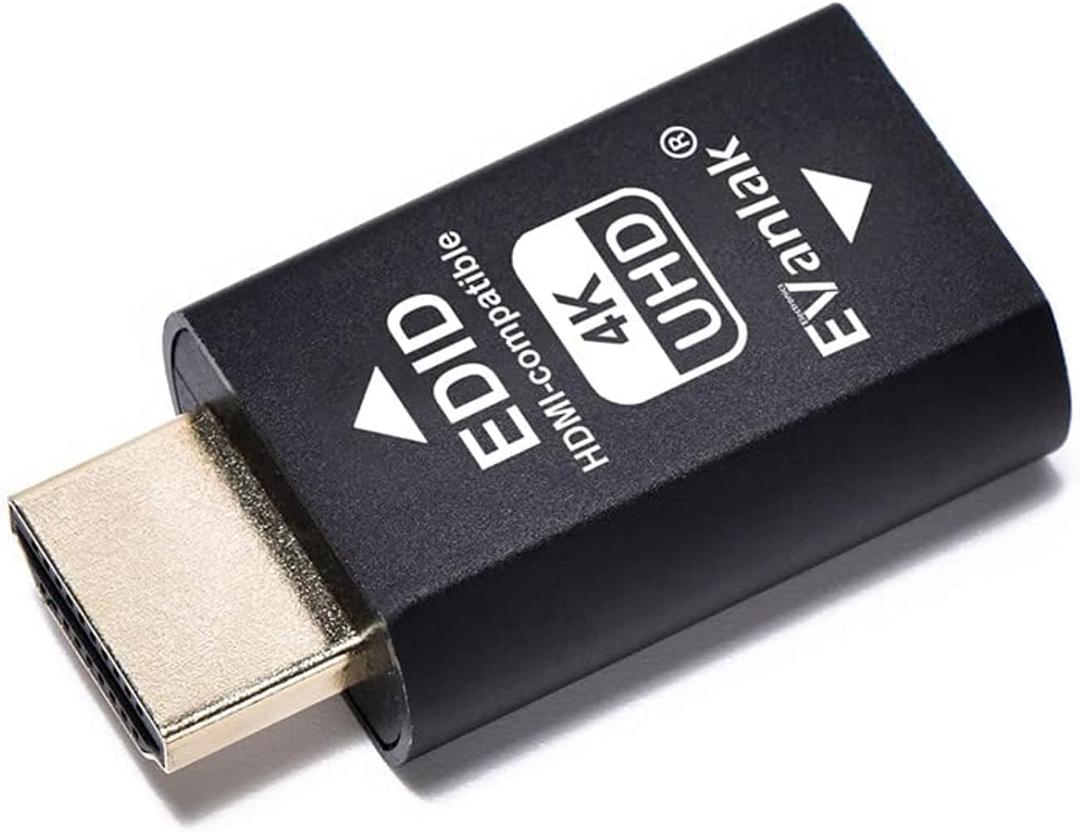 EVanlak Hdmi Edid Emulator Passthrough 3rd Generrtion Premium Aluminum Eliminated Emulator Adapter Work with Mac Thunderbolt to HDMI Switches/Extender/AV Receiver/Video Splitters 1080-3840x2160@60H (E4K-1PC)