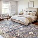8x10ft Machine Washable Area Rug, 120 * 96" Large Ultra Soft Rugs with Non-Slip Backing & Durable Edge Binding, Vintage Fluffy Indoor Low-Pile Carpet for Living Room, Bedroom, Dinning, Kitchen