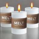 Melt Candle Pillar Candles, 3 Pack - Unscented Candles for Home, Church, Weddings, & More - 3" x 4", White