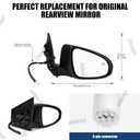 Passenger Side Mirror Assembly Compatible with Toyota Corolla 2014-2019 Heated Power Adjustable Glass Replace 8791002F90, 8791002F91, TO1321294, 8791002947 Black (5Pin Right)