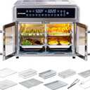 HotKing Dual-Zone Air Fryer Toaster Oven Combo, 28 QT Extra Large, Non Toxic Stainless Steel Convection Oven with French Door, Countertop Airfryer with Window, Racks, Rotisserie, Dehydrator, ETL Rated, 28 Quart