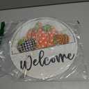 Fall Welcome Door Sign Thanksgiving Day Pumpkin Wreath Autumn Seasonal Harvest Halloween Indoor Outdoor Entrance Door Hanger Greeting Party Decorations 12 X 12 Inches