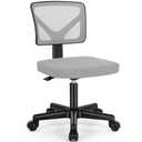 Sweetcrispy Small Desk Chair, Ergonomic Low-Back Mesh Rolling Work Swivel Chairs with Wheels, Armless Comfortable Seat Lumbar Support for Home, Bedroom, Study, Student, Adults, Grey