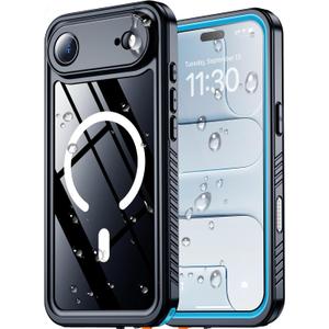 SPIDERCASE Magnetic for iPhone Air Case Waterproof, Built-in Lens & Screen Protector,[IP68 Underwater][15FT Military Shockproof] [Dustproof] Full Body Protection Cover for iPhone 17 Air 6.5,Blue