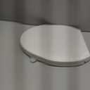 KHE Elongated Toilet Seat 18.5 Inch, Soft Close Toilet Seat with No-Touch Handle, Quick Release for Easy Cleaning, Non-Slip Bumpers, Durable PP, White