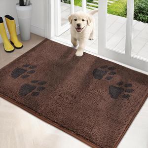 PURRUGS Dirt Trapping Door Mat 32" x 47", Non-Skid/Slip Machine Washable Microfiber Entrance Rug, Shoes Scraper, Dog Doormat, Super Absorbent Floor Mat for Muddy Wet Shoes and Paws, Brown