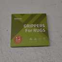 Rabenda 12 Pcs Rug Tape, Non Slip Rug Pads Grippers for Hardwood Floors and Tiles, Reusable Carpet Tape for Area Rugs, Double-Sided Adhesive Rug Stickers Keep Corners Flat (Black)