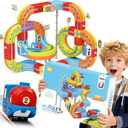 68 PCS Anti-Jam Magnetic Tracks,Flexible Magnetic DIY Electric Train Track Set for Toddlers 3+, USB-Powered STEM Educational Toy Gift