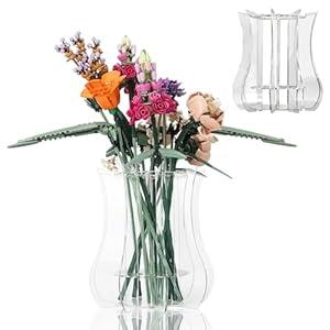Vase Holder fit for Lego Flowers Bouquet - Acrylic Puzzle Vase fit for Lego Botanical Collection Building, Adult Gift Display Stand for Roses Orchid Sunflower (Transparent)