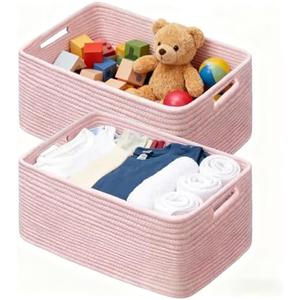 UBBCARE Large Woven Storage Baskets for Organizing, Clothes/Towel/Sweater Organizer for Closet, Storage Baskets Bins for Shelves, Blanket Basket, 17''Lx13''Wx7.5''H, Pink /  10PACK UBBCARE Large Woven Storage Baskets for Organizing, Clothes/Towel/Sweater Organizer for Closet, Storage Baskets Bins for Shelves, Blanket Basket, 17''Lx13''Wx7.5''H, Pink /  10PACK