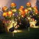 2 Pack Outdoor Solar Garden Lights Decor, Waterproof Solar Powered Flowers Lamp, Decorative 14PCS Artificial Dahlia with Warm White LEDs, 29.5 INCH Solar Lights for Pathway Fence Yard Patio Lawn Porch