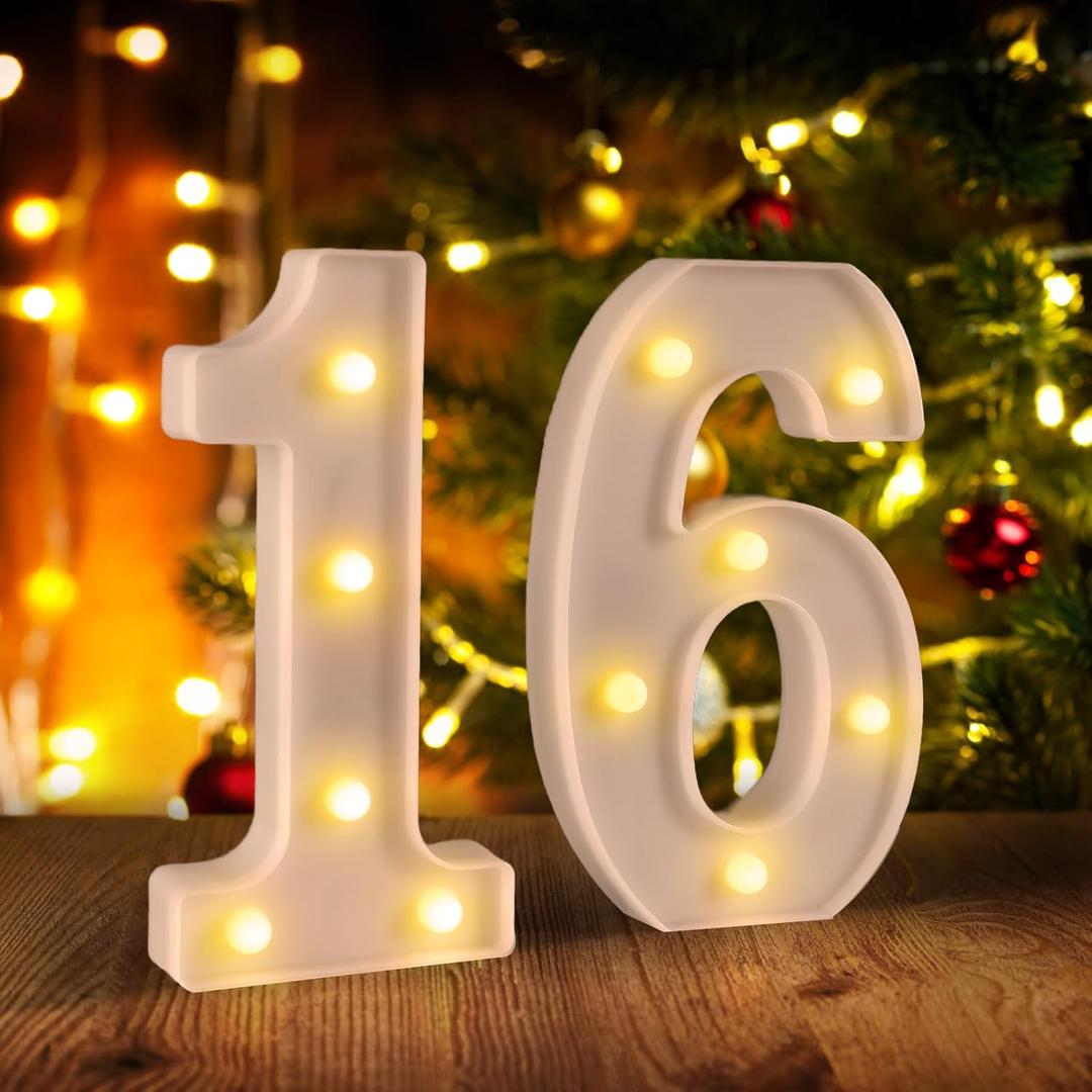 16th Birthday Decorations for Girls Boys, Sweet 16 Party Decorations for Centerpieces Table, Light Up Numbers Sweet 16 Sign for Party Backdrop Wall Decor for 16th Wedding Anniversary Decoration