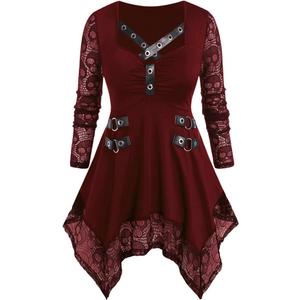 ROSE GAL Womens Plus Size Tunic Tops Fall Casual Long Sleeve T-Shirt Goth Shirt V Neck Loose Blouses Swing Tunic L