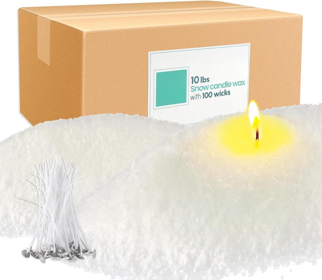 10 lb Pearl Wax Sand DIY Set with 100 Wicks, Reusable, Continuous Burning, Unscented Candle Powder, Designed for Handmade Candles, Wedding Celebrations and Party Decorations