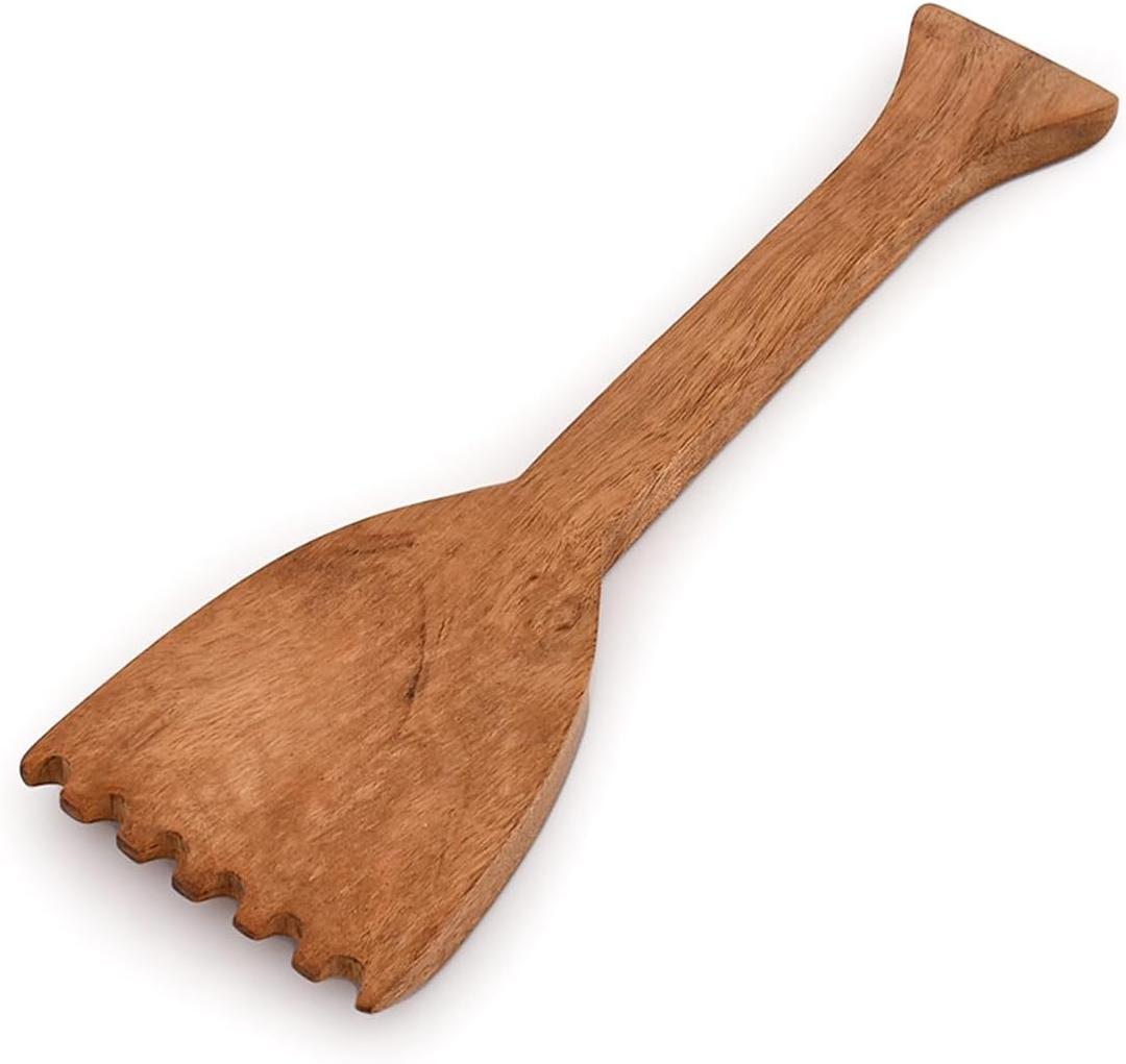 Grill Scrapers Acacia Wood, BBQ Grill Brush with Long Handle Barbecue Cleaning Tools Grill Cleaning Brush for Multi Types Grill Grates, Kitchen (14" X 4" X 0.75")