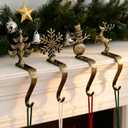 Christmas Stocking Holder, 4 Pack Stocking Hangers Hooks for Fireplace and Mantle, Christmas Decorations