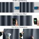 MIULEE Stone Blue Back Tab Blackout Curtains 63 Inch Length 2 Panels Set for Living Room Bedroom Privacy, Rod Pocket/Pinch Pleat Thermal Insulated Room Darkening Pleated Light Blocking Drapes