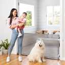 Retractable Baby Gate Perma Child Safety 33" Tall x 71 Wide, Mesh, for Stairs, Doorways, Dogs, Pets, Indoor, Outdoor, One-Handed Operation, Locking, Easy Install, Hardware Mount, Gray