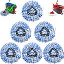 6 Pcs Spin Mop Replacement Heads, 360 Easy Wring Spin Mop 100% Microfiber Refill, Easy Cleaning Spin Mop Heads, 2 Tank System Replace Head for Easy House Cleaning Floor Mopping, Blue&White