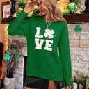 MARZXIN Women 2026 Casual Holiday Love Sweaters Round Neck XOXO Sweater St Patrick Tops Merry Christmas Heart Sweatshirt (Green, S)