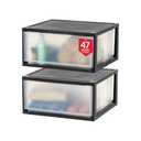 IRIS USA 2-Pack, 47 Qt. Extra Large Stacking Drawer Organizer, Black