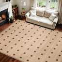 nusoarug 5x7 Area Rugs for Living Room, Faux Wool Washable Rug with Medium Pile and Rubber Backing, Brown Area Rug for Living Room, Bedroom, Dining Room, Laundry Room, Machine Washable, Taupe
