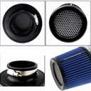 Cone Air Filter 3 inch Inlet, Premium 6.5" Tall High Airflow Mesh Top Clamp-on Short Engine Replacement, Washable Reusable Tapered Pod Filter, Universal Fit (Blue)