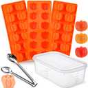 Mimorou 5 Pack Thanksgiving Pumpkin Silicone Mold Set Include 3 Pcs Pumpkin Cake Candy Molds with Sealed Box, Stainless Steel Tong for Thanksgiving Ice Cube Cookie Chocolates Candle Soap Cake Jelly