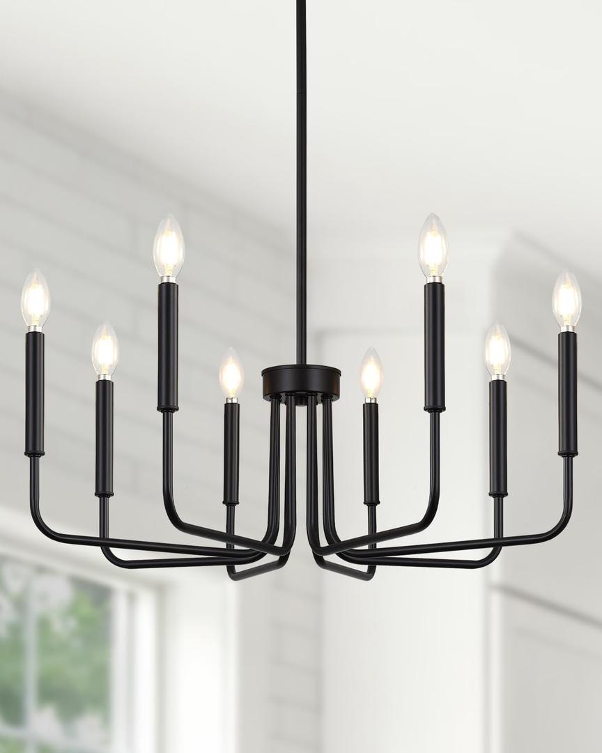 Yunnix 8 Light Black Chandelier for Dining Room Light Fixture, Modern Farmhouse Chandelier Candle for Bedroom, Entryway, Foyer, Staircase, Kitchen and Living Room (29inch 8-Light(2026 Upgraded Version))