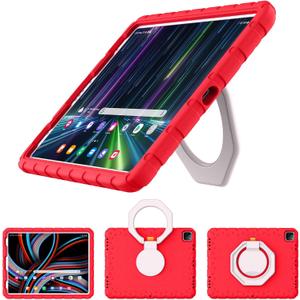 Case for iPad Pro 12.9 6th/5th/4th/3rd Gen, Heavy Duty Shockproof EVA Foam Protective Cover with 360 Rotating Stand, Stable & Lightweight, for Kids, Work, Travel & Creative Use, Red