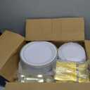 BESTVIP 600PCS Gold Plastic Plate Set (100 Guests), Plastic Plates for Party Wedding Birthday, Disposable Dinnerware Set of 200 Plates, 200 Forks, 100 Spoons, 100 Knives for Christmas