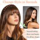 Braided Headband with fake Bangs Fringe Hairpieces Synthetic Hair Band Bangs for Women Dark Black