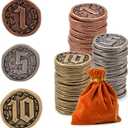50PCS Metal Coins for Board Games, Gold & Silver Tokens for Poker, RPG, Strategy Tabletop Gaming, Fantasy Metal Coins, Heavy Duty Generic Game Currency