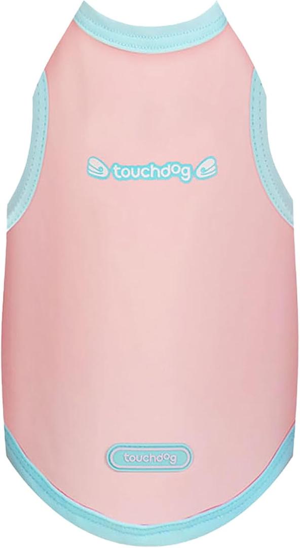 Touchdog Dog Cooling Shirt, Breathable Sleeveless Dog Shirts for Small Dogs, UPF 50+ Sun Protection Lightweight Quick-Dry Summer Vest Tank Top, Pink,Size XL