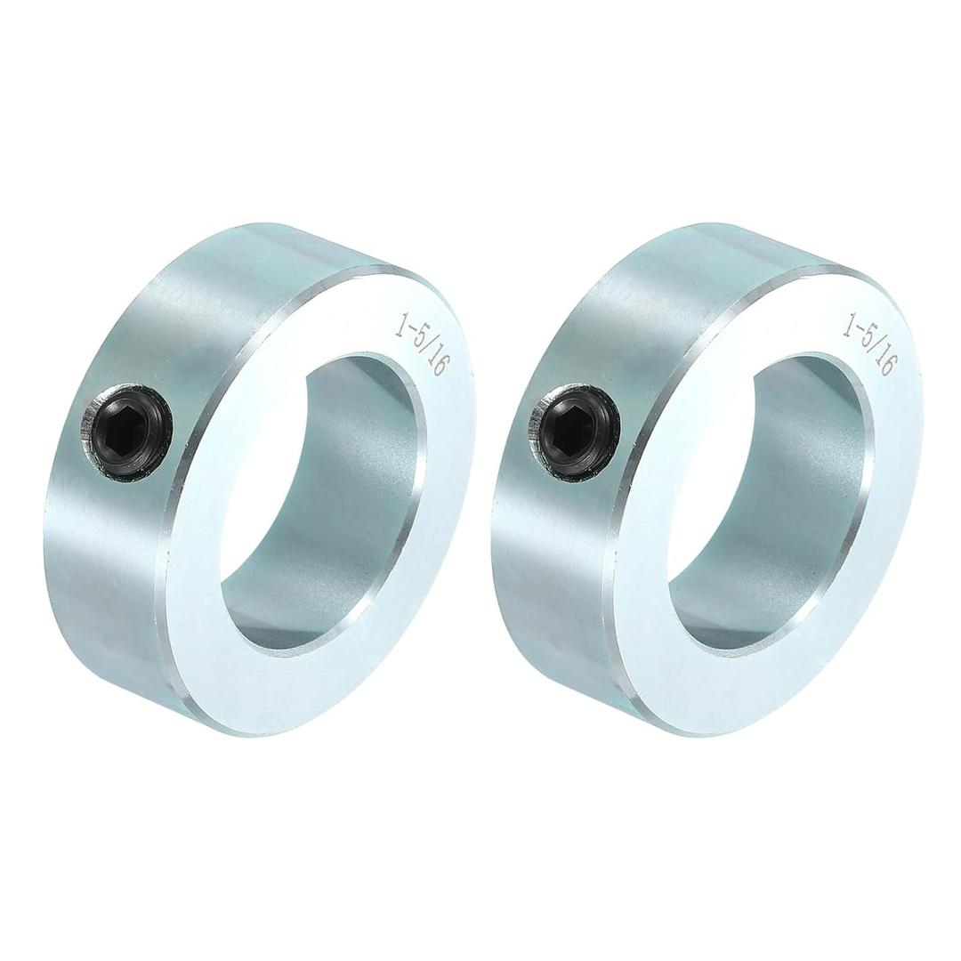 Uxcell 2pcs Set Screw Collars 1-5/16" Bore Carbon Steel Shaft Collars, 2-1/8" OD, 11/16" Width Lock Axle Collar Clamp for Linear Rod Shaft Guide