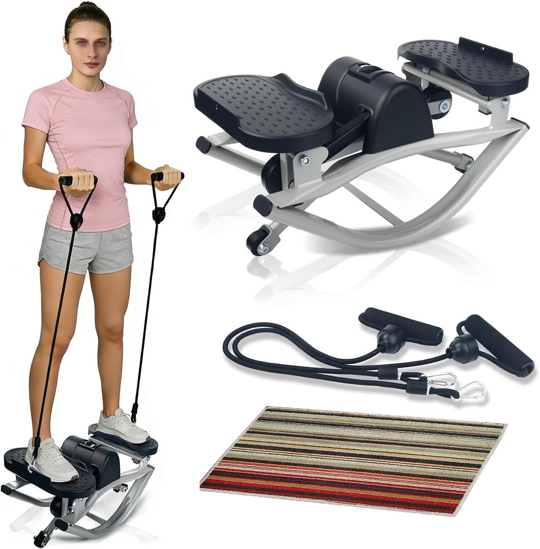 Rock Stepper Side to Side,Rock Stepper,Rock Stepper Machine for Exercise at Home- with Digital Display,Fitness Stepper for Arms,Legs & Glutes,Rock Stepper Workout for Office,Apartment (Black/Grey)