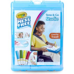 Crayola Color Wonder Stow & Go, Mess Free Coloring, at Home Activities for Kids, Gift, 34 Piece, Blue