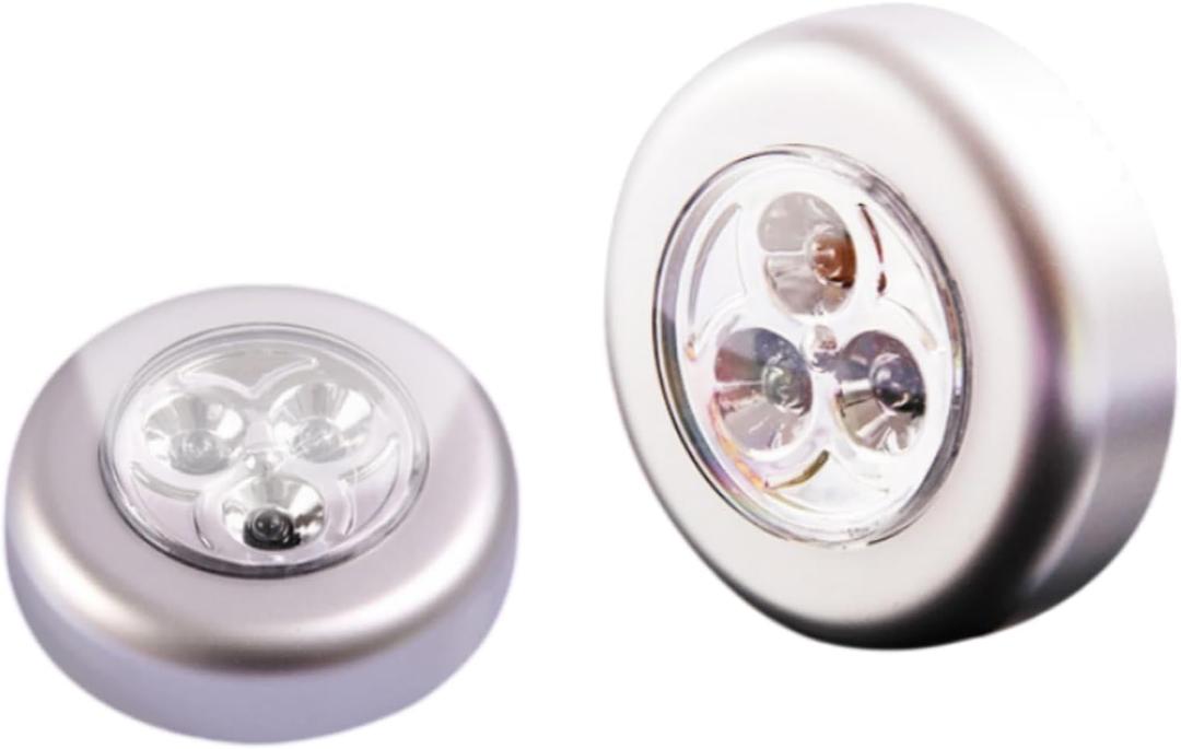 LED Battery Operated Wireless Touch Light Stick-on Push Light Night Light Ideal for Closets Cabinets Countertops or Utility Rooms Cordless Touch Lamp Batteries Not Included, Silver