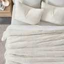 EverGrace Oversized Velvet Quilt Set, Cal King 118"x106", Ivory White