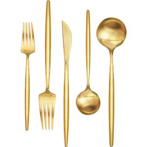 30-Piece Gold Silverware Set, Flatware Set for 6, Food-Grade Stainless Steel Cutlery Set, Includes Spoons Forks Knives, Kitchen Cutlery for Home Office Restaurant Hotel (Gold 30 Pcs)