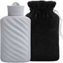 Microwaveable Silicone Hot Water Bottle with Cover(1 Liter), MEETRUE Innovative BPA-Free Silicone Hot Water Bag Hot Water Bottles for Pain Relief, Hot & Cold Therapies-Gift for Women Children Elderly