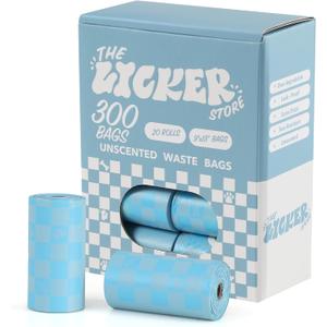 13 in. x 9 in. Extra Thick Leak Proof Unscented Dog Poop Bags, Blue (300 Count, 20-Rolls)
